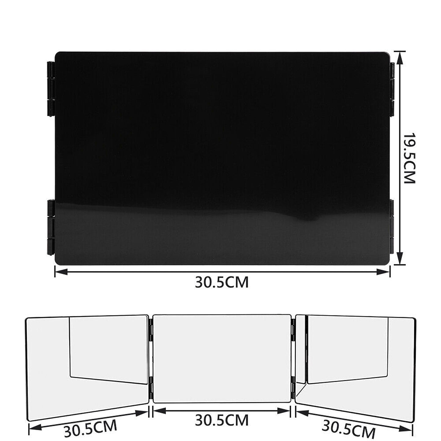 Tri-Fold Adjustable Makeup Mirror with Hanging Hook for Haircutting and Styling