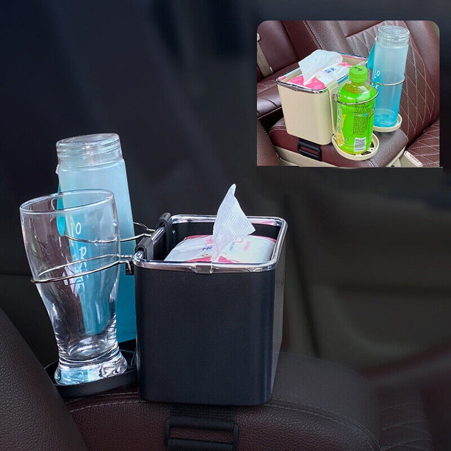 Multifunctional Car Armrest with Tissue Box and Storage Drawers