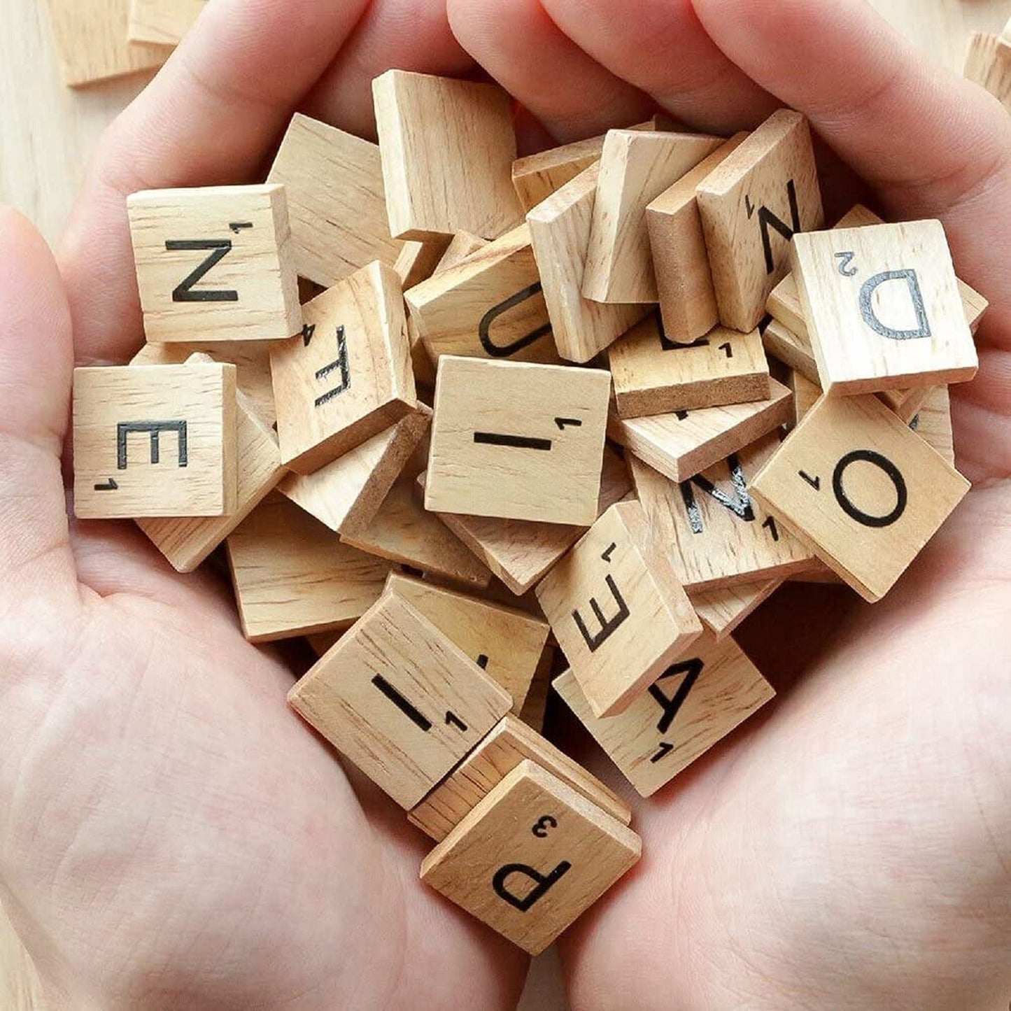 Wooden Alphabet Scrabble Tiles Full Sets for Crafts and Games