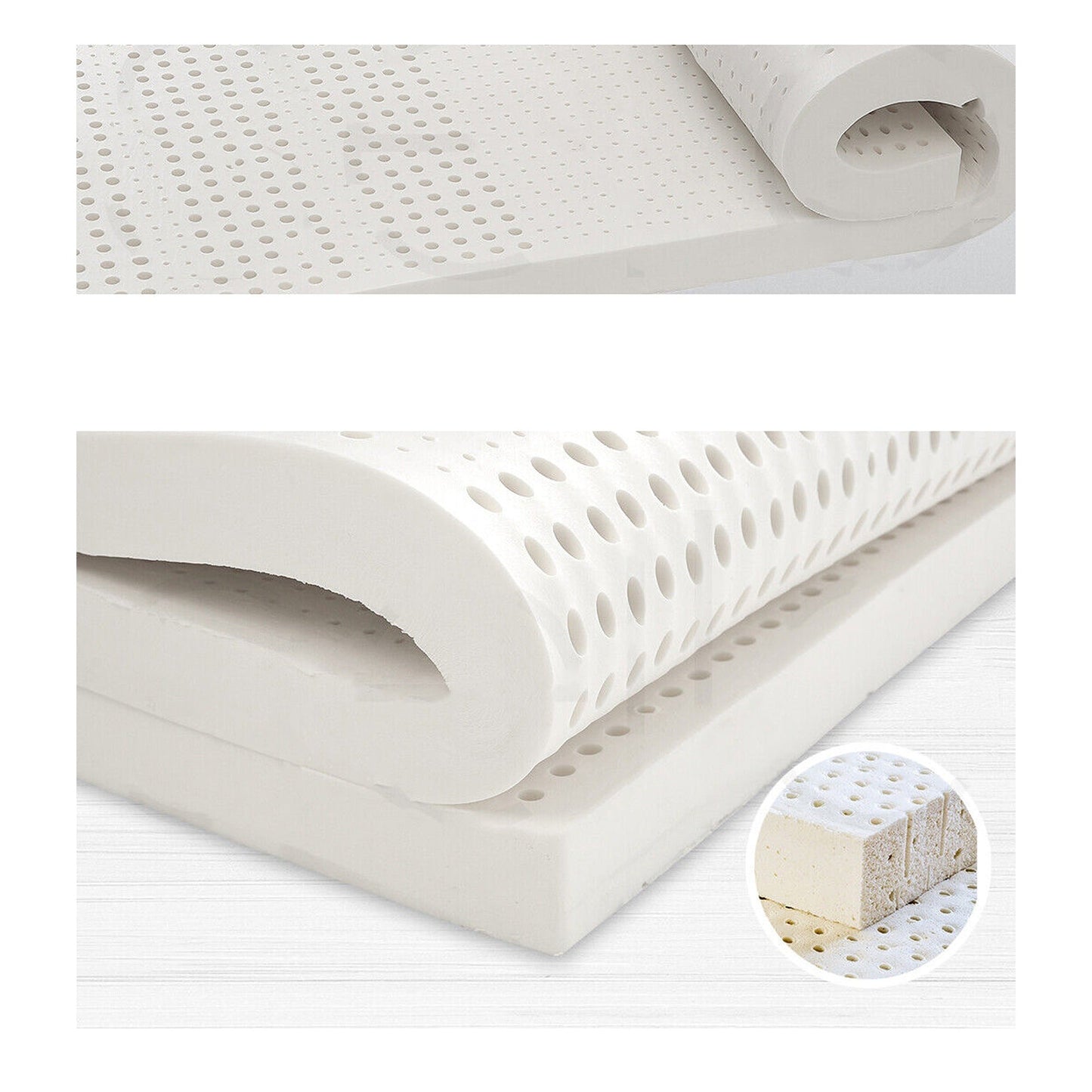 Natural Foam Queen Size Latex Mattress Topper with 7 Zone Support 5cm