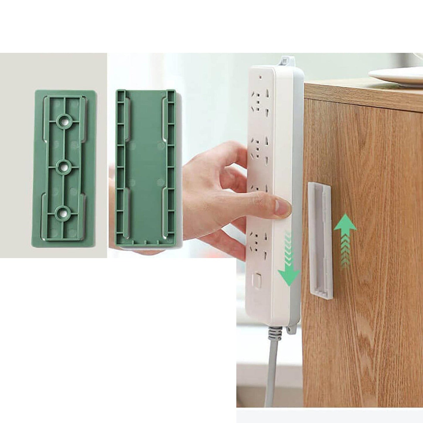 Self-Adhesive Wall-Mount Power Strip Fixer and Plug Organizer