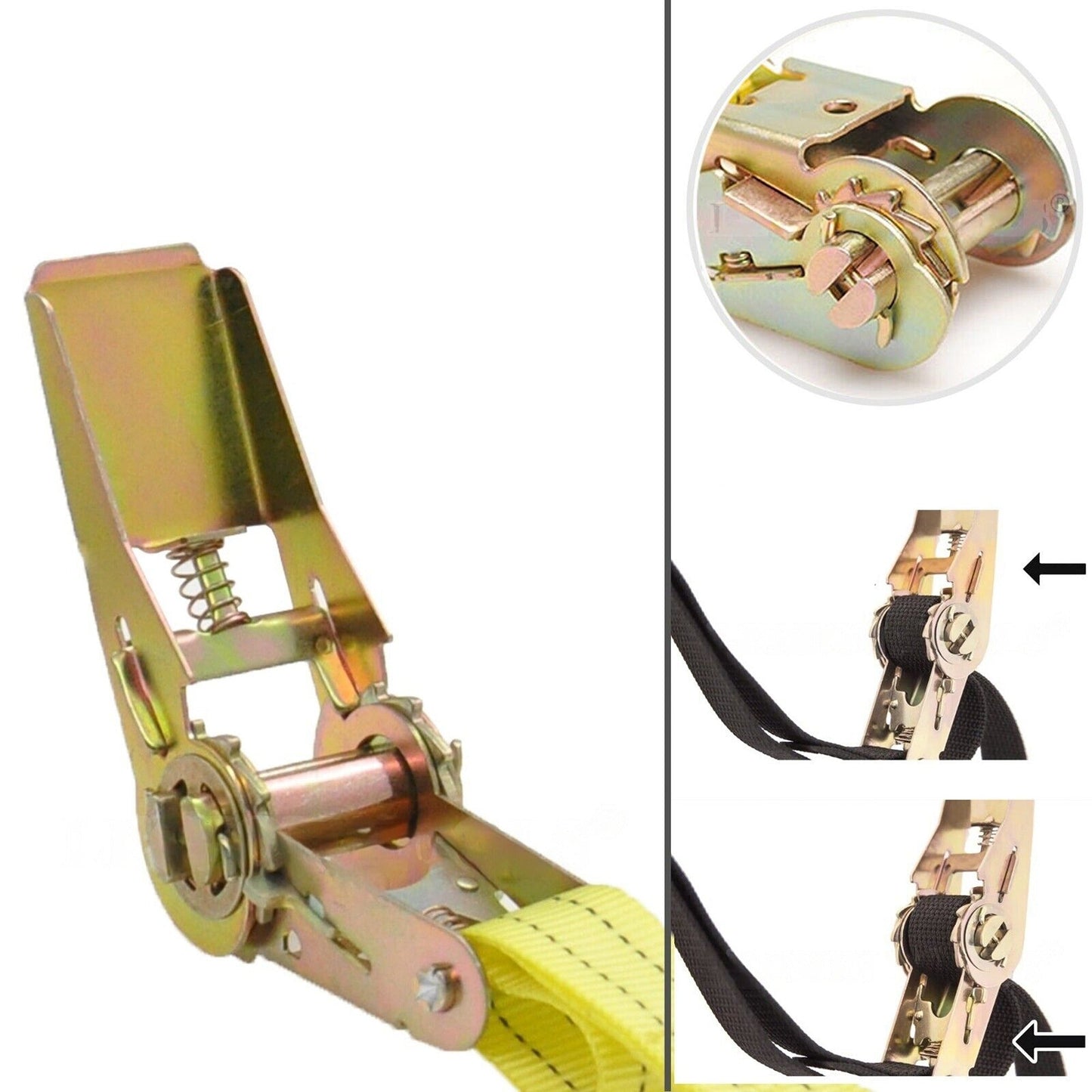4pcs Polyester Webbing Ratchet Tie Down Strap for Roof Rack Cargo Trailer