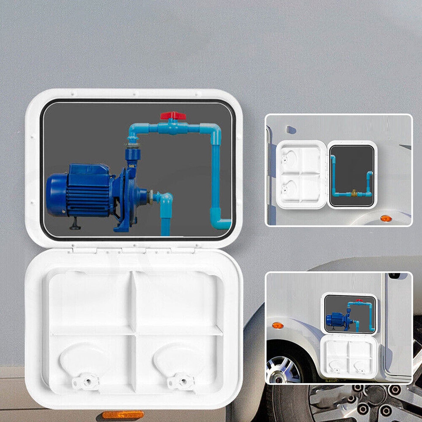 Service Access Hatch with Lockable Door for Caravans and RVs Storage Solution