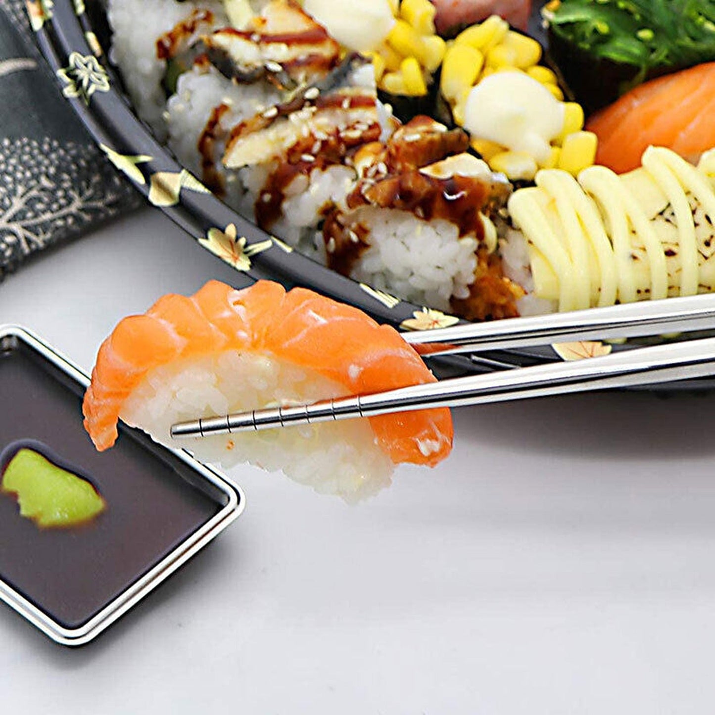 10 Pairs Stainless Steel Chopsticks Japanese Metal Table Cutlery