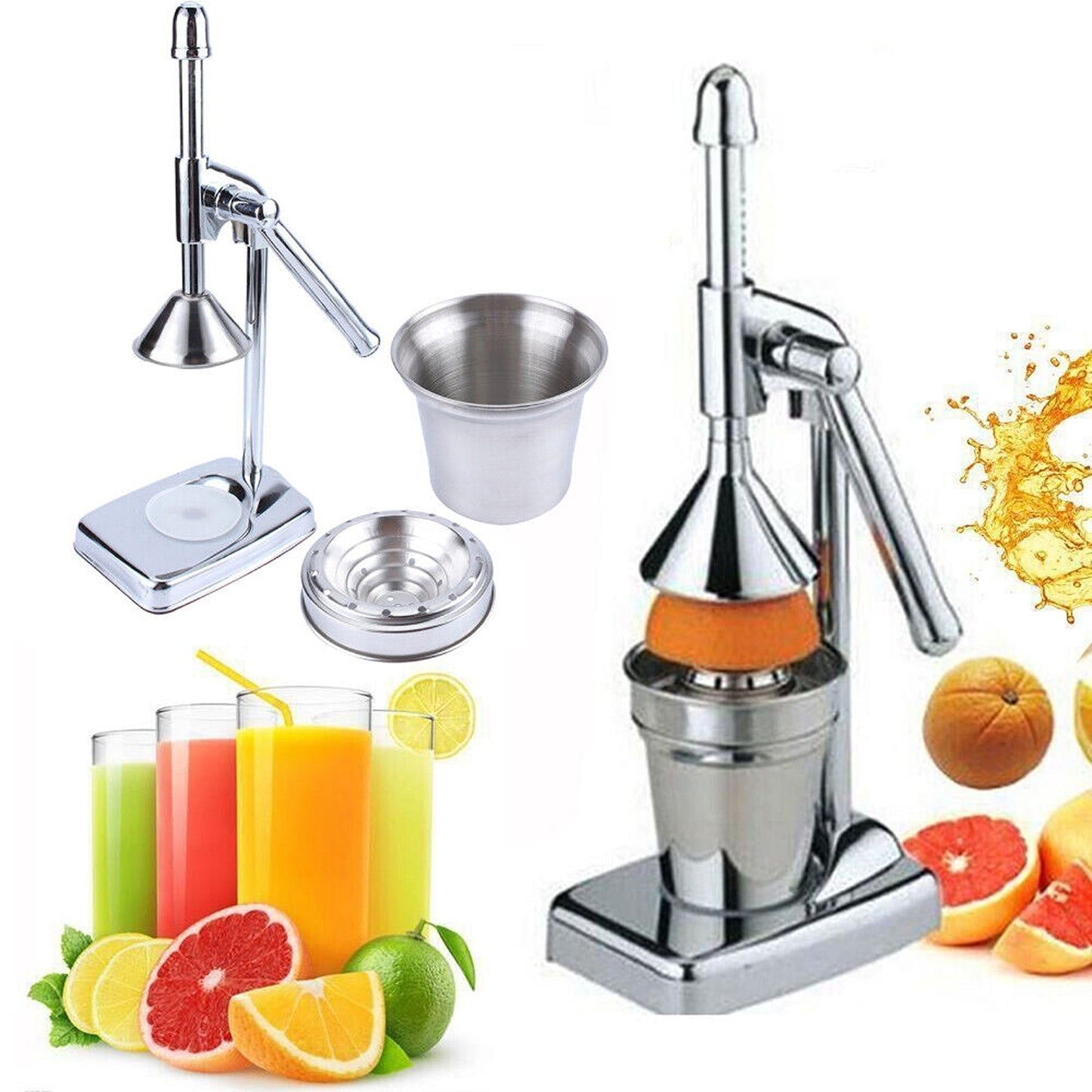 Manual Citrus Fruit Juicer Commercial Grade Hand Press Orange Squeezer
