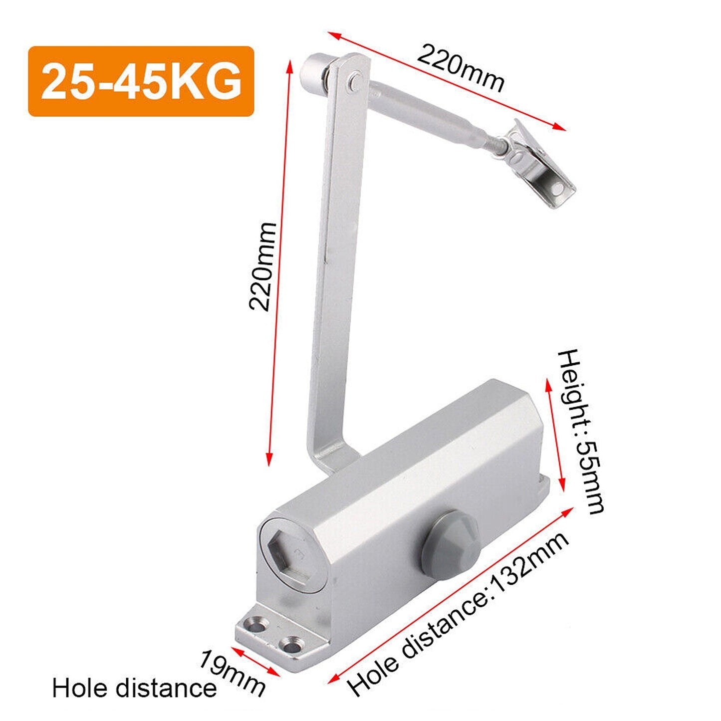 Hydraulic Light Door Automatic Closer Adjustable for 25-80KG Doors