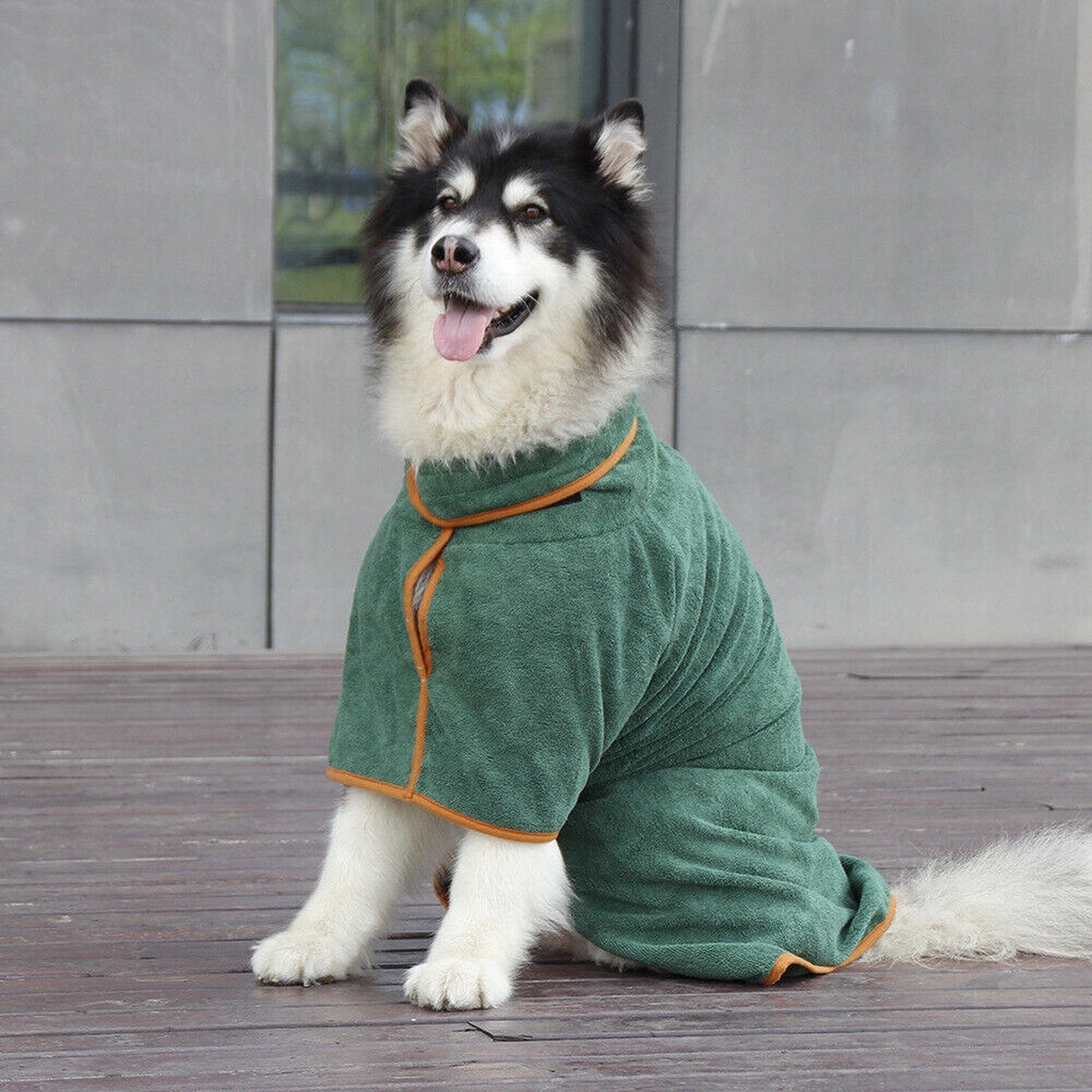 Green Soft Microfibre Dog Bathrobe Towel Drying Robe for Pets