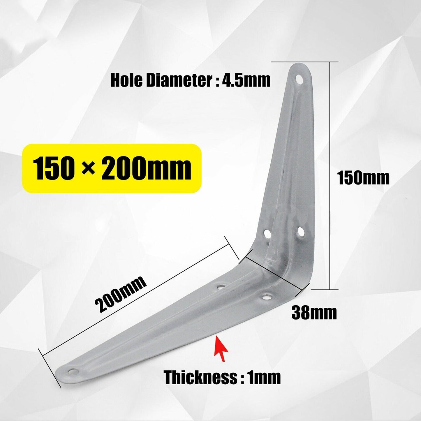 150 x 200mm L Shape Right Angle Bracket Corner Brace Joint Wall Shelf Support