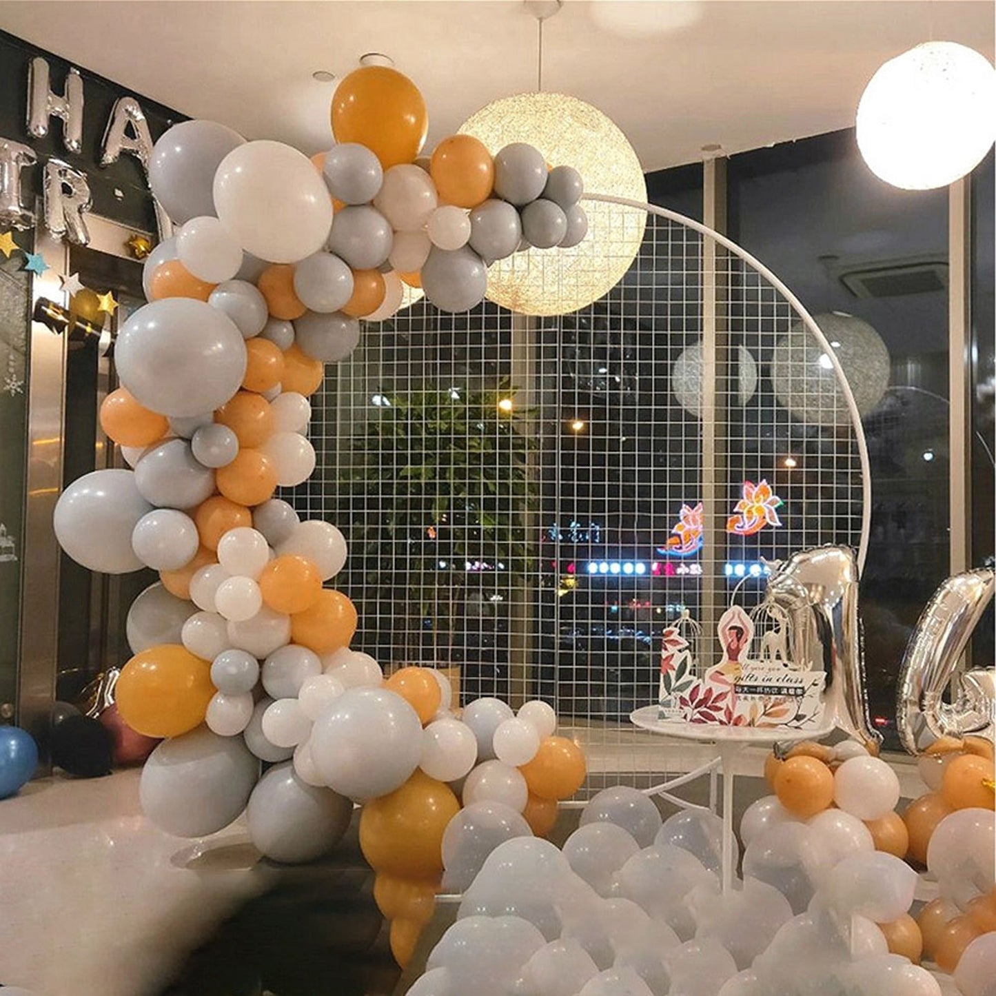 White Mesh Round Hoop Arch for Wedding Party Flower Display