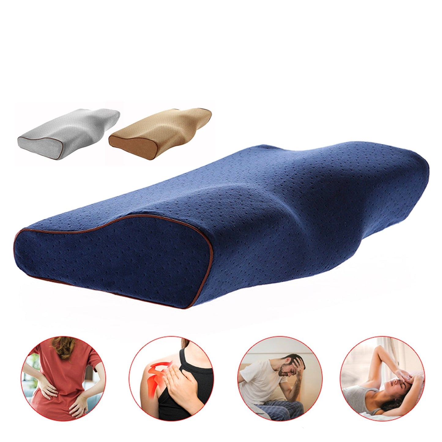 Navy Memory Foam Orthopedic Pillow Neck Shoulder Support Cushion