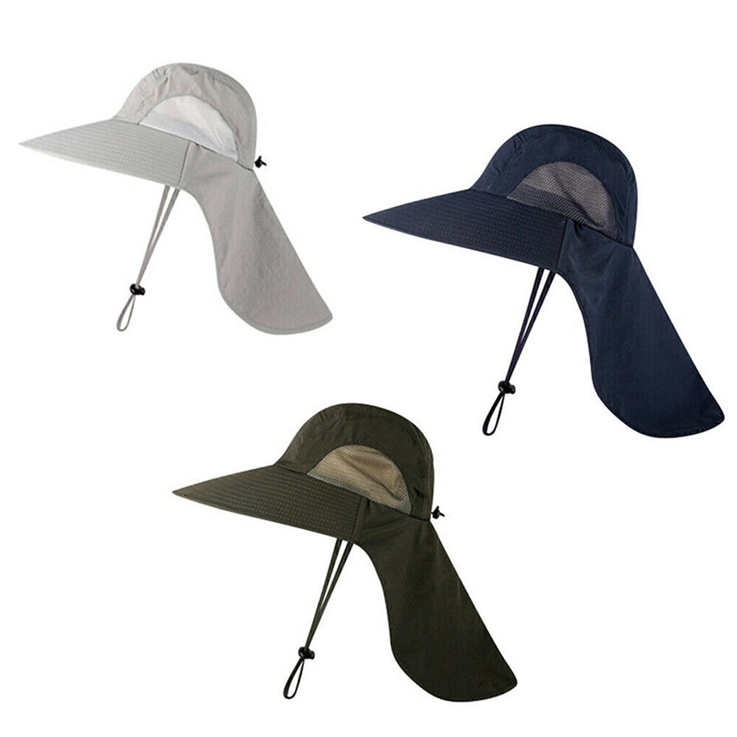 Unisex Sun Protection Hat with Neck Flap Wide Brim Outdoor Fishing Cap