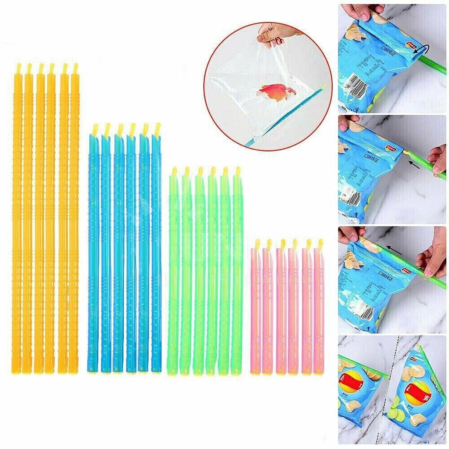 Reusable Kitchen Bag Sealer Clips Sealing Sticks for Lock Rod Bags