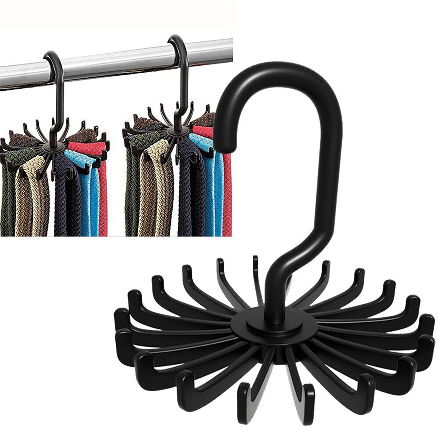 Clothes Organizer Rotating Hanger Stand for Ties Belts and Scarves