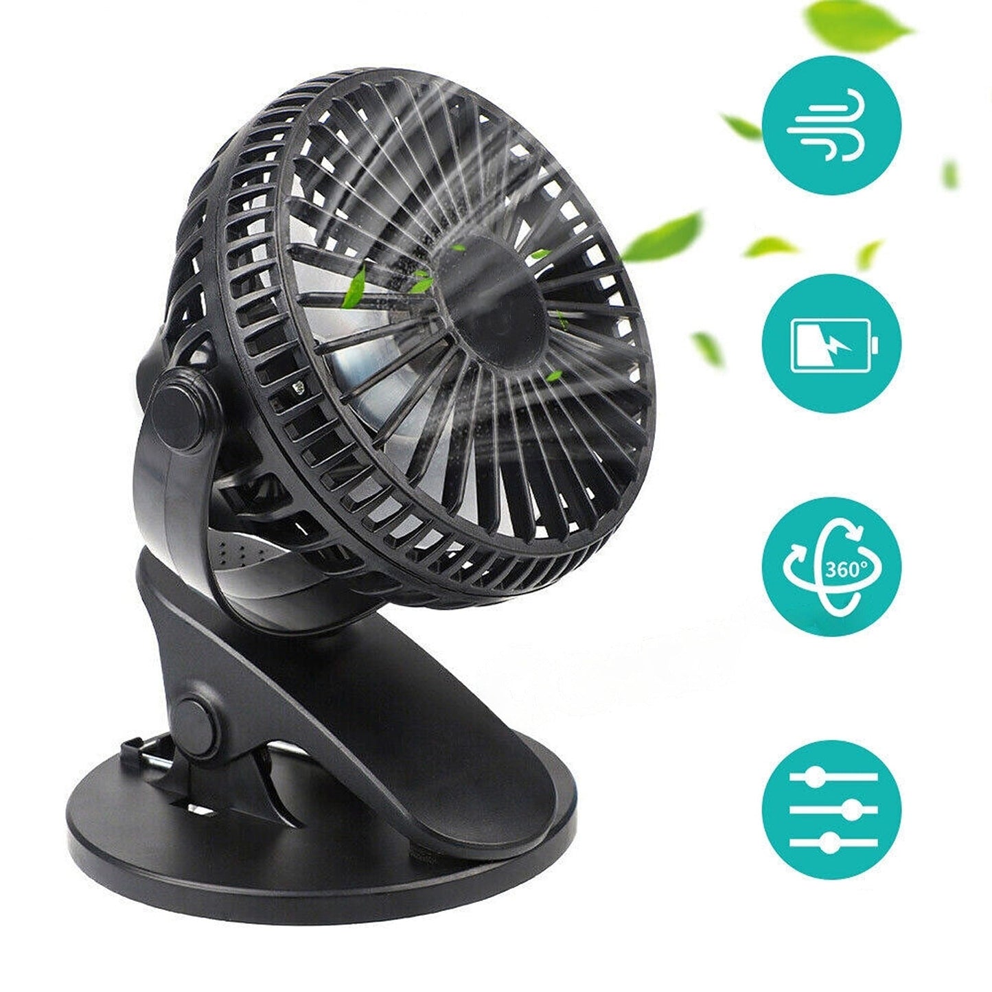 Mini Van Car Desk Fan Super Suction USB Cooling 3 Speed