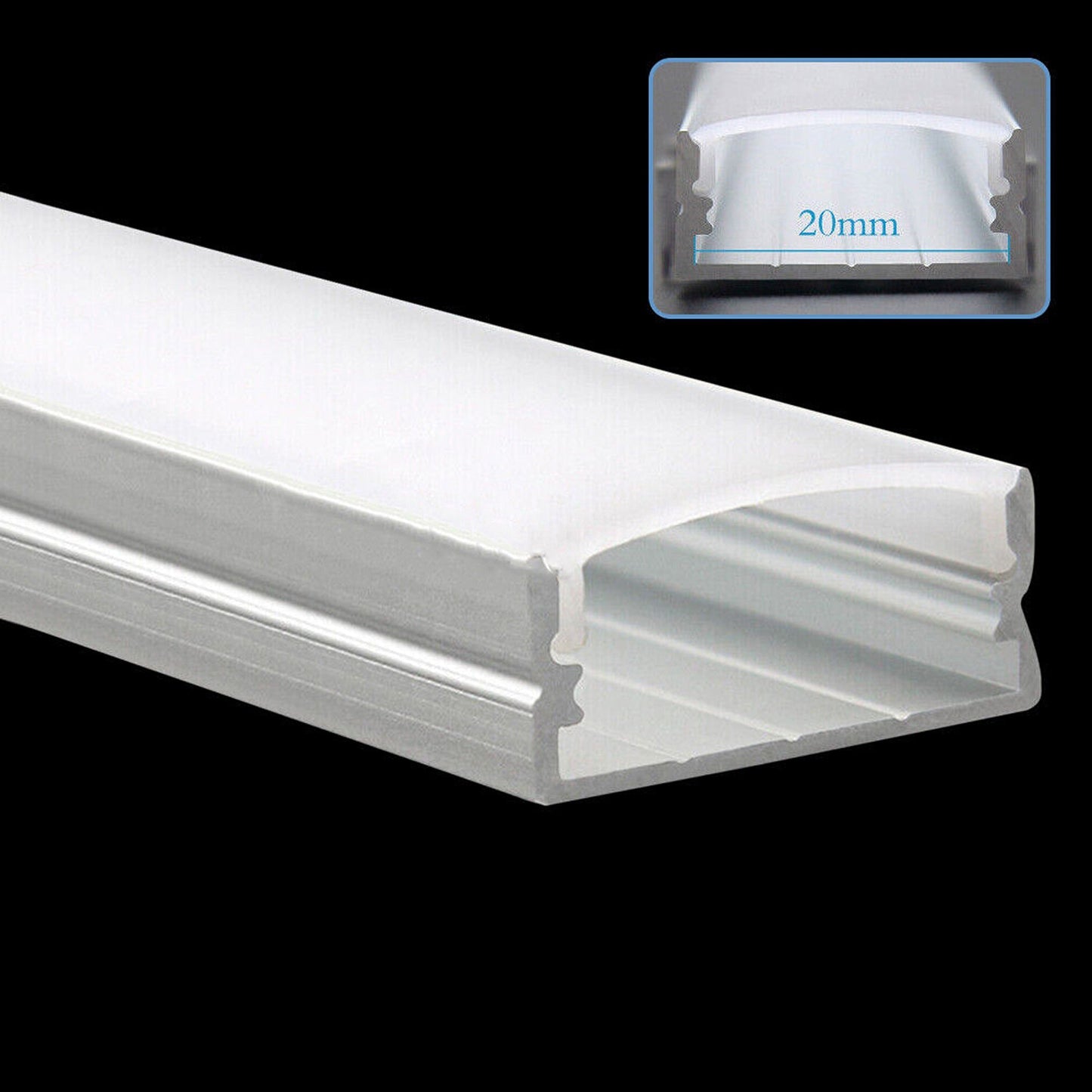 Aluminium Light Channel LED Profile Strip Frosted Cover Bar