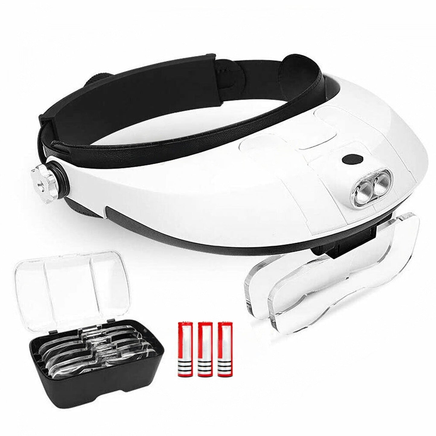 LED Light Magnifying Glass Headband Jeweler Magnifier Loupe