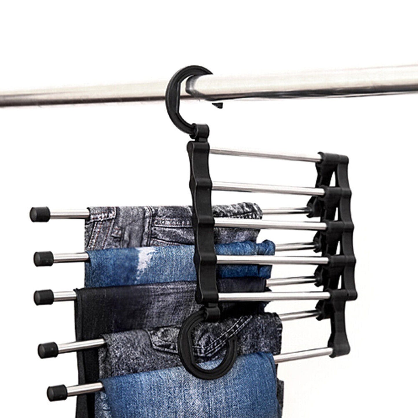 4pcs Stainless-Steel Multi-functional Pants Rack Magic Wardrobe Hanger