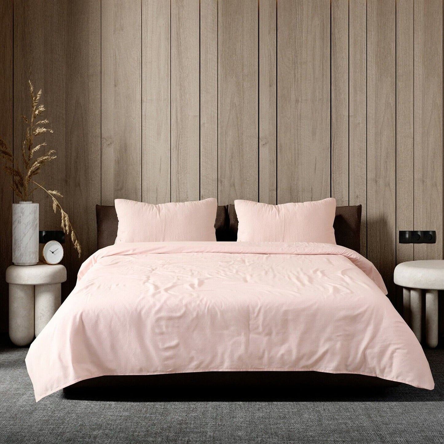 Rose Pink Cotton Flannelette Sheets Set with Standard Pillow Case Single Double Queen King
