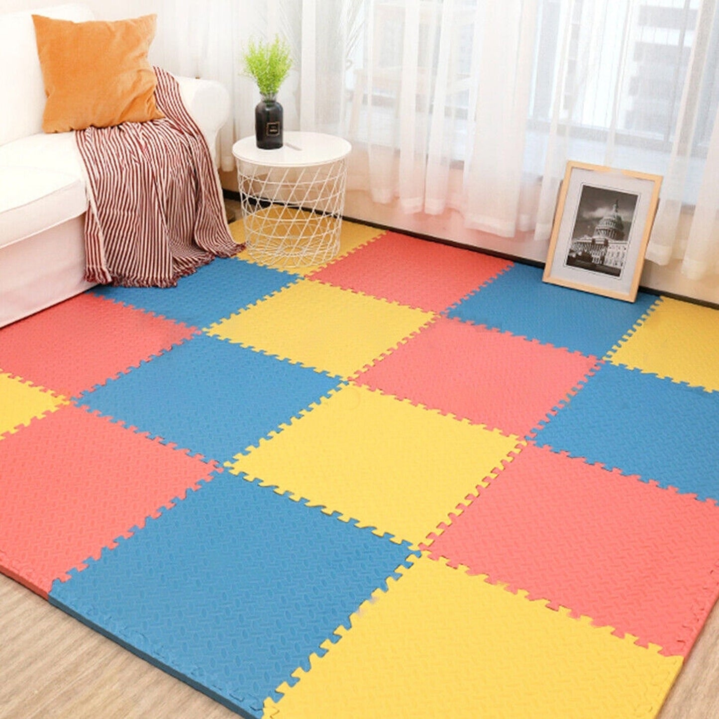 4pcs Gym Floor Mats EVA Foam Interlocking Heavy Duty Puzzle