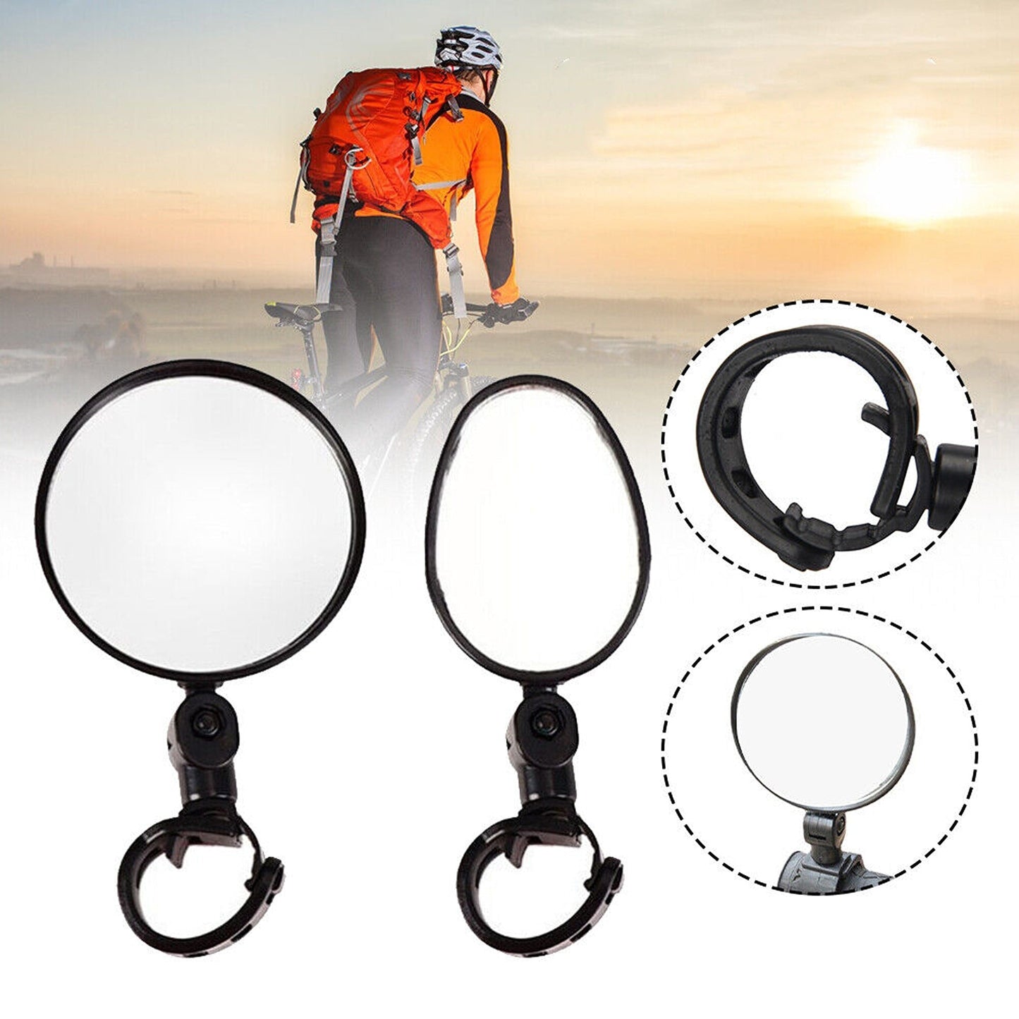 Convex Rearview Mirror for Bicycle Mountain Bike Handlebar Side Mirror