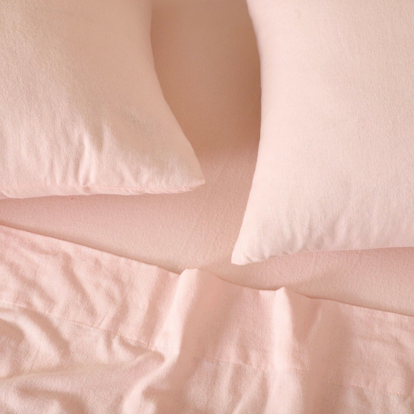 Rose Pink Cotton Flannelette Sheets Set with Standard Pillow Case Single Double Queen King