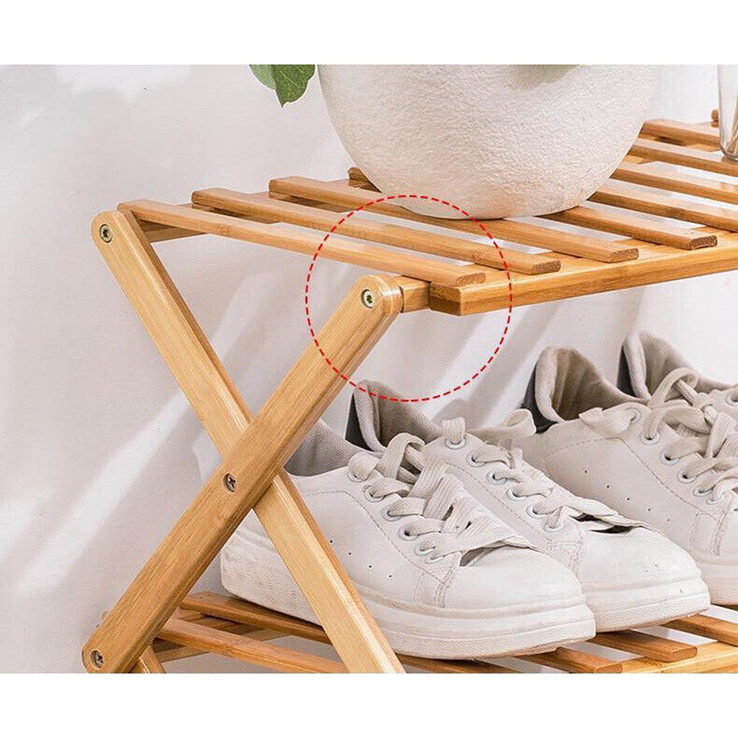 Bamboo Folding Shoe Rack with Multi-Tier Storage Shelf