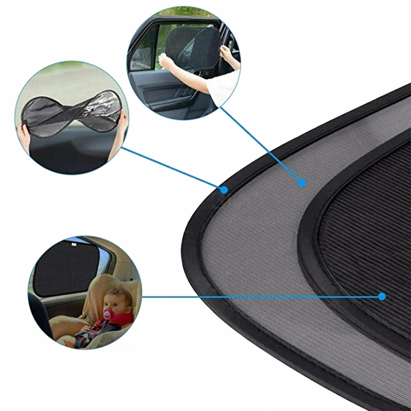 5-Pack UV Protection Mesh Window Sunshade for Cars