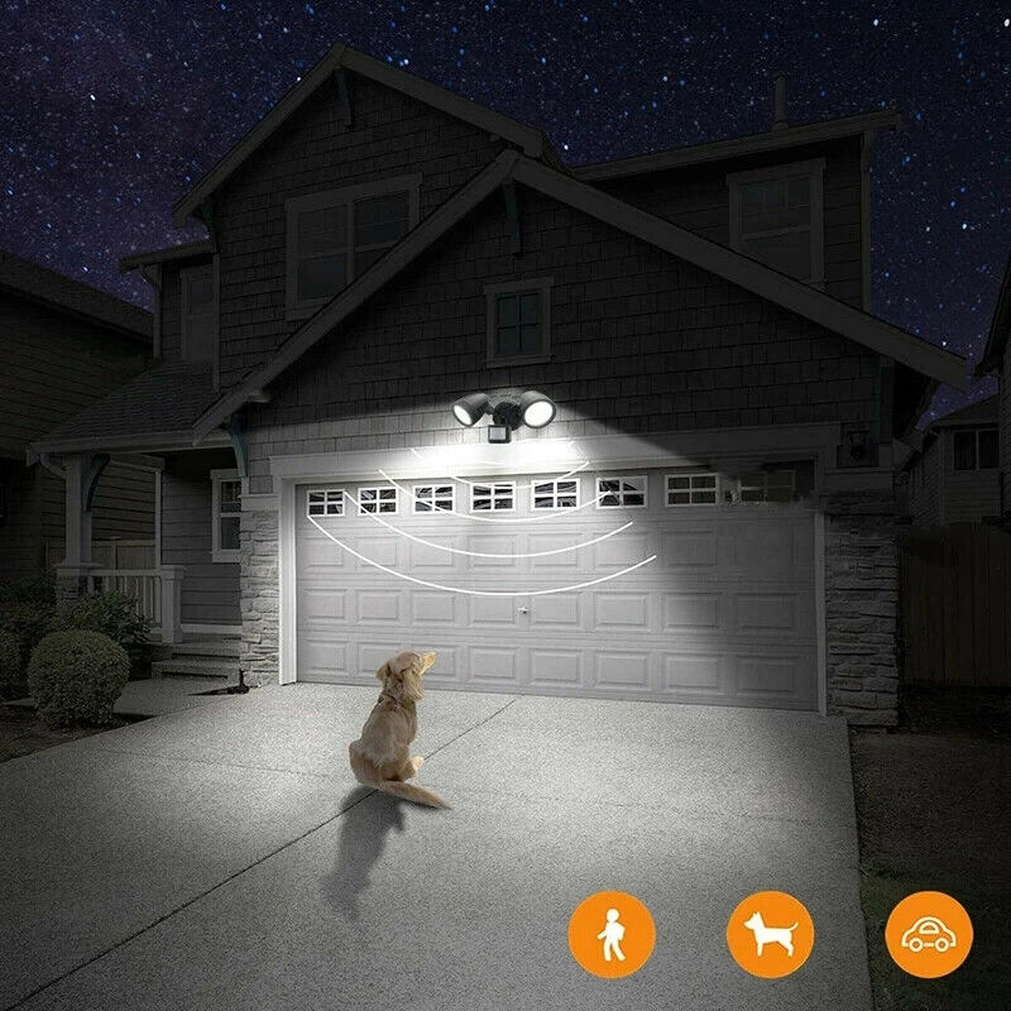 Outdoor Security Twin Spot Flood Light with Motion Sensor 26W Led