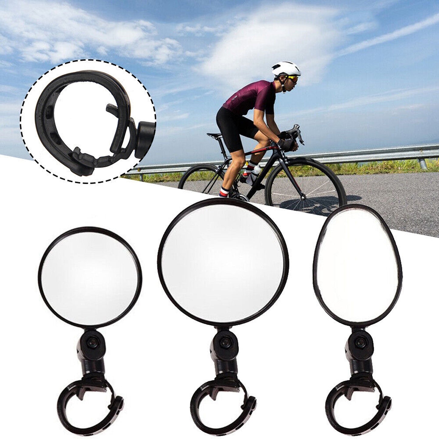 Convex Rearview Mirror for Bicycle Mountain Bike Handlebar Side Mirror