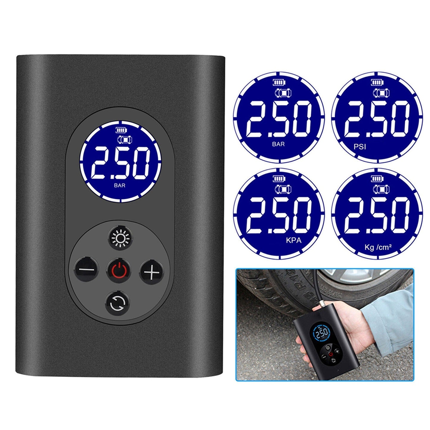 Portable Electric Tire Inflator Cordless Car Tyre Air Pump with USB