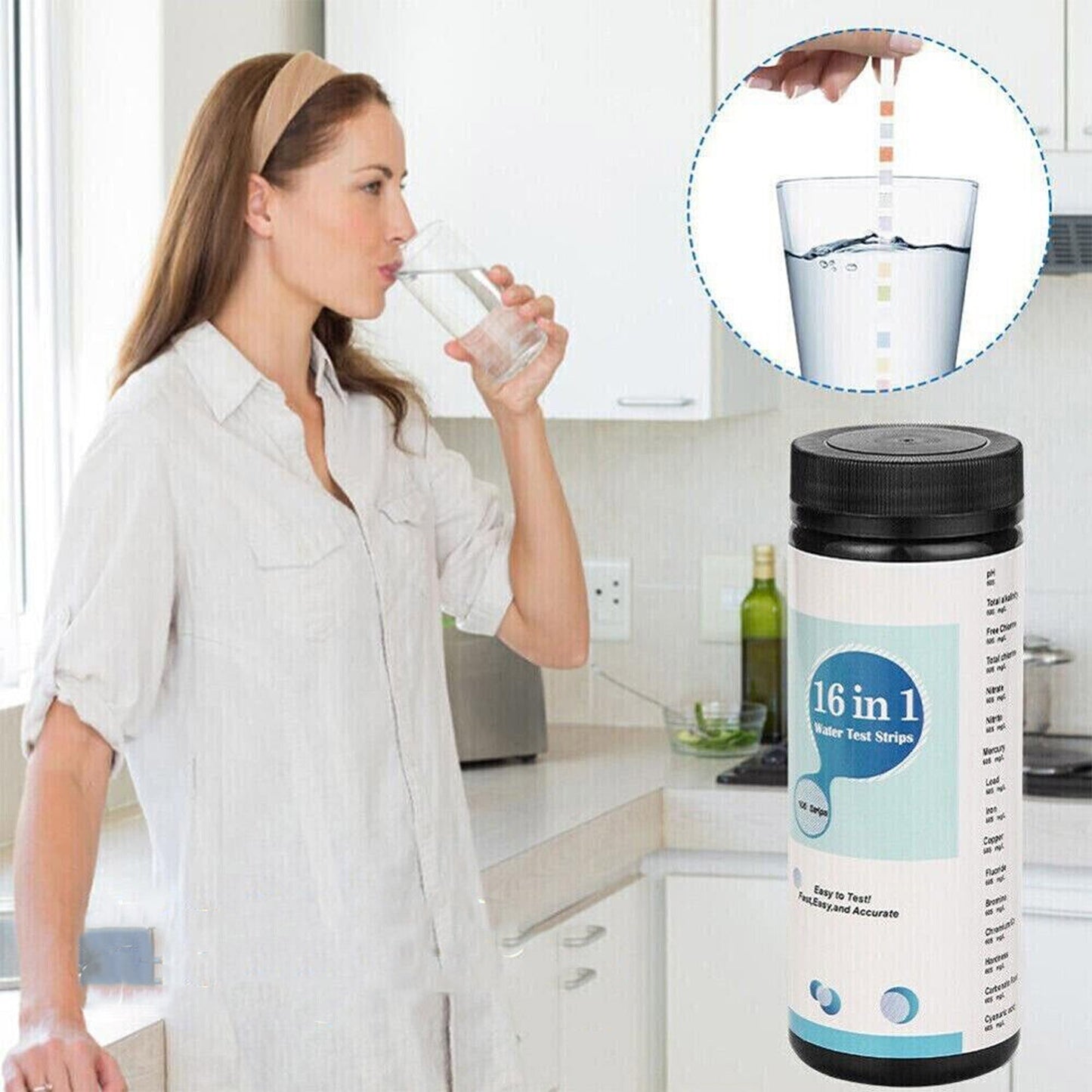 Home Water Quality Test Strips 16-in-1 Drinking Water Testing Kit