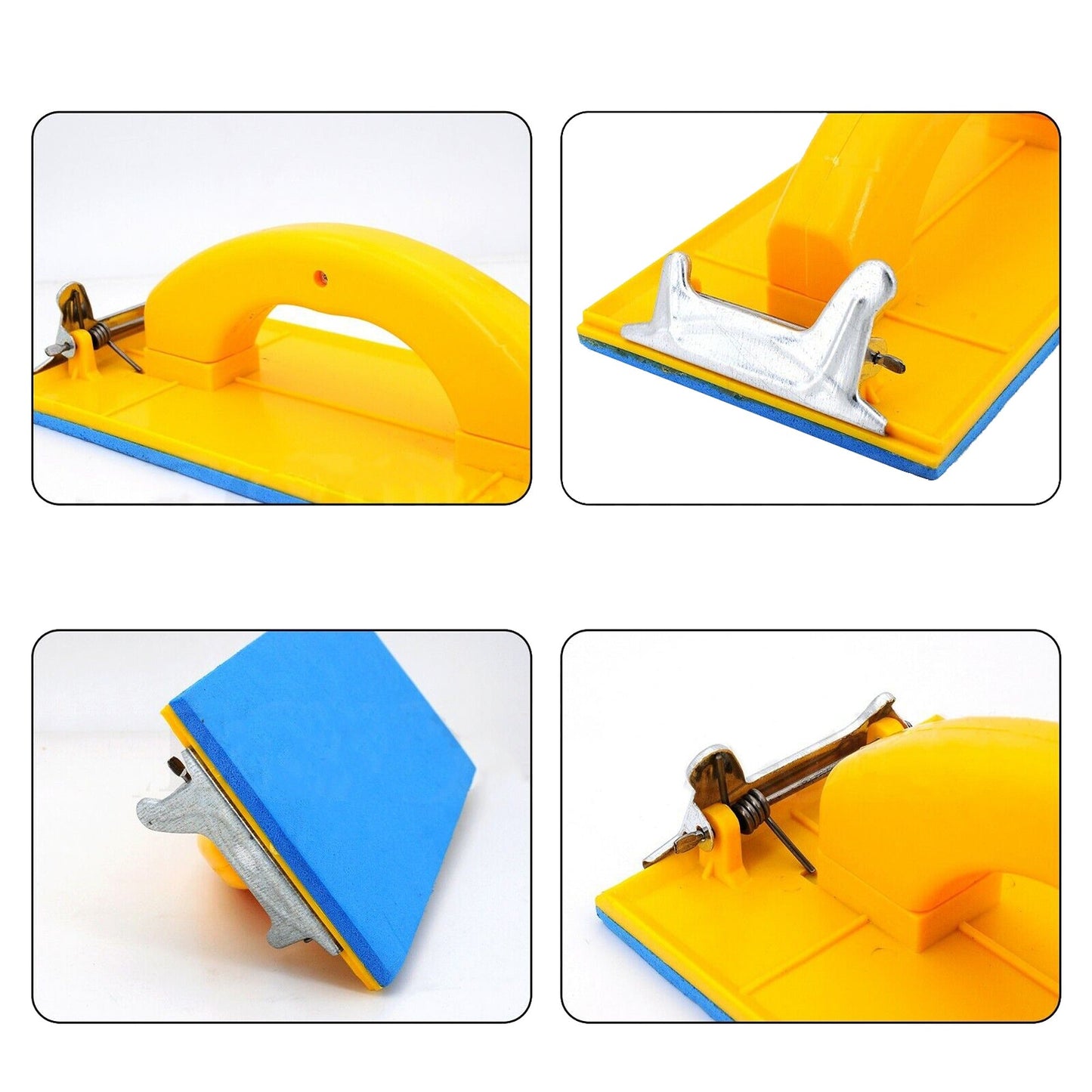 D-Handle Grip Large Plastic Hand Sander Sanding Block with Metal Clamp