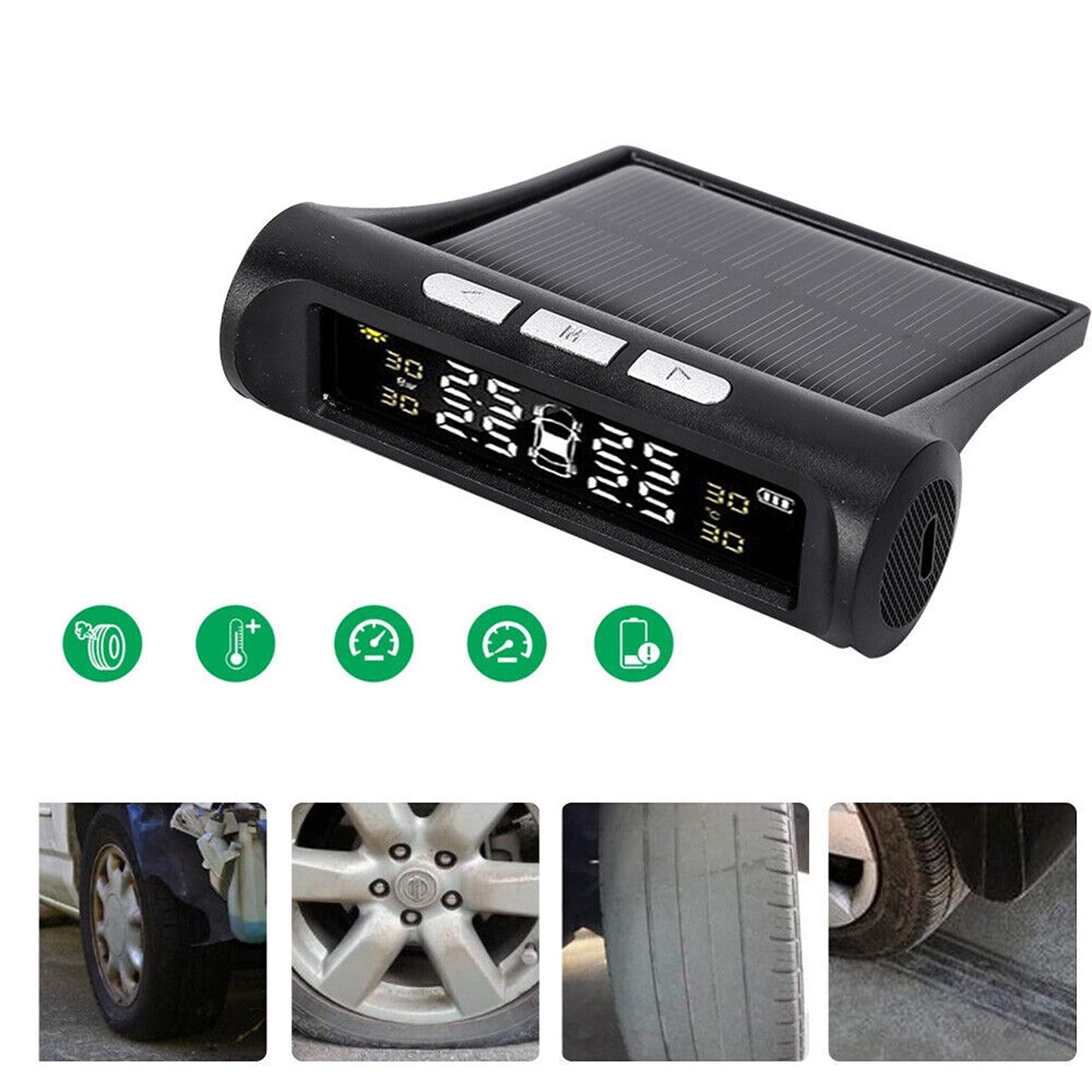 TPMS Car Tire Pressure Monitoring System with Solar Charging and External Sensors