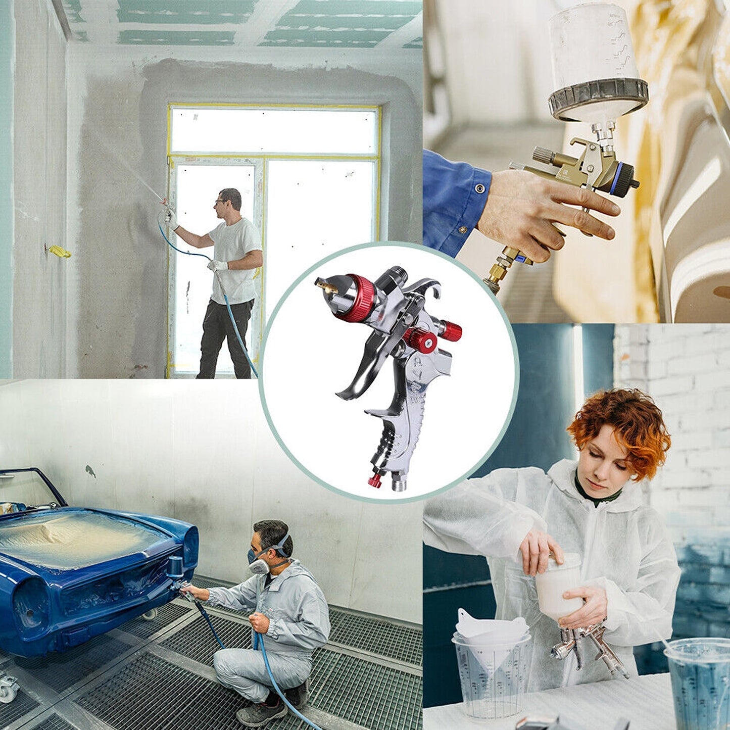 Automotive Spray Paint Gun Kit with Gravity Feed Primer