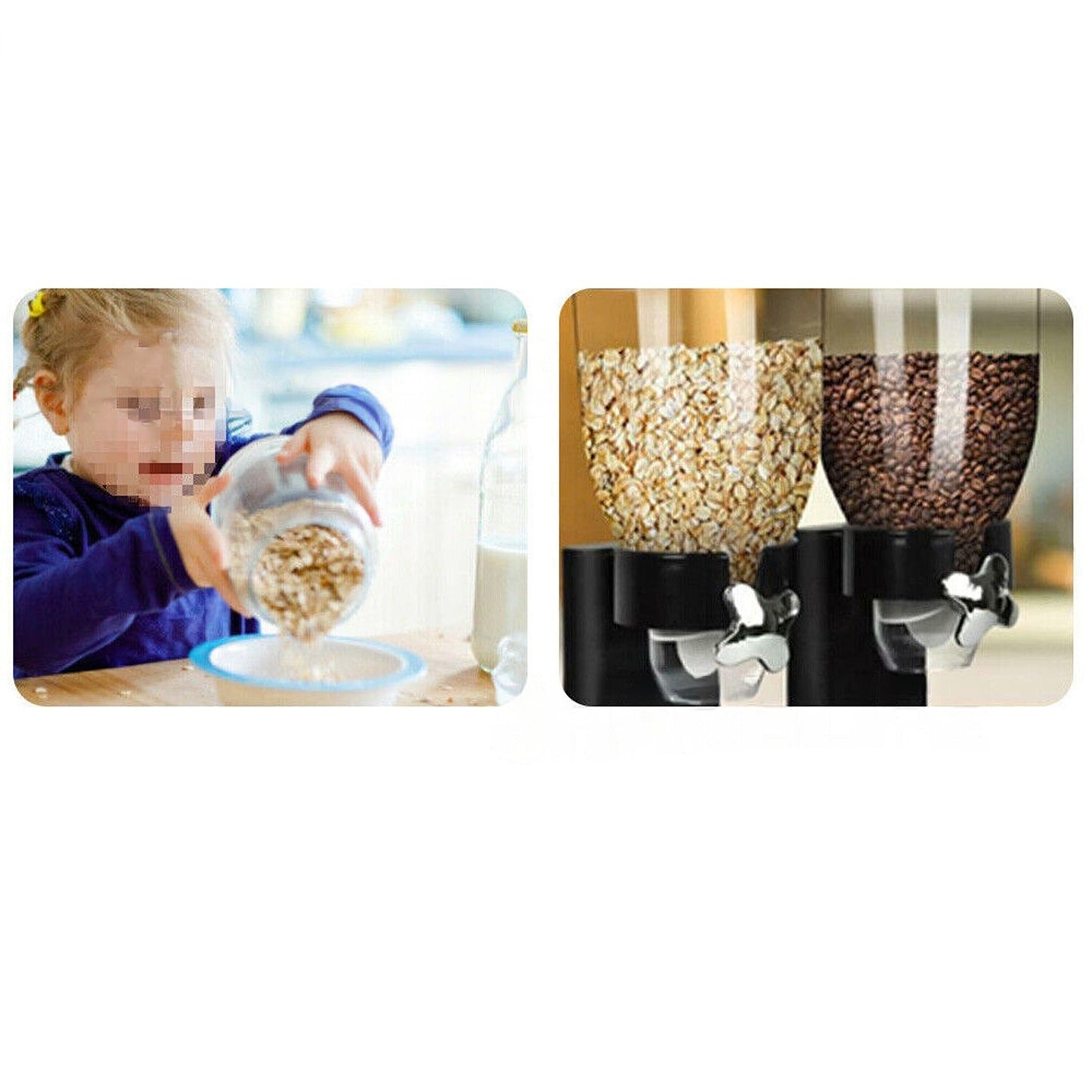 Convenient Double Cereal Dispenser for Dry Foods Storage Containers