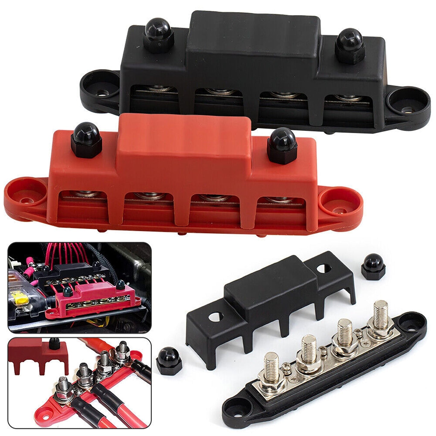 2pcs 4 Post Power Distribution Block 250A 12V-48V DC Terminal