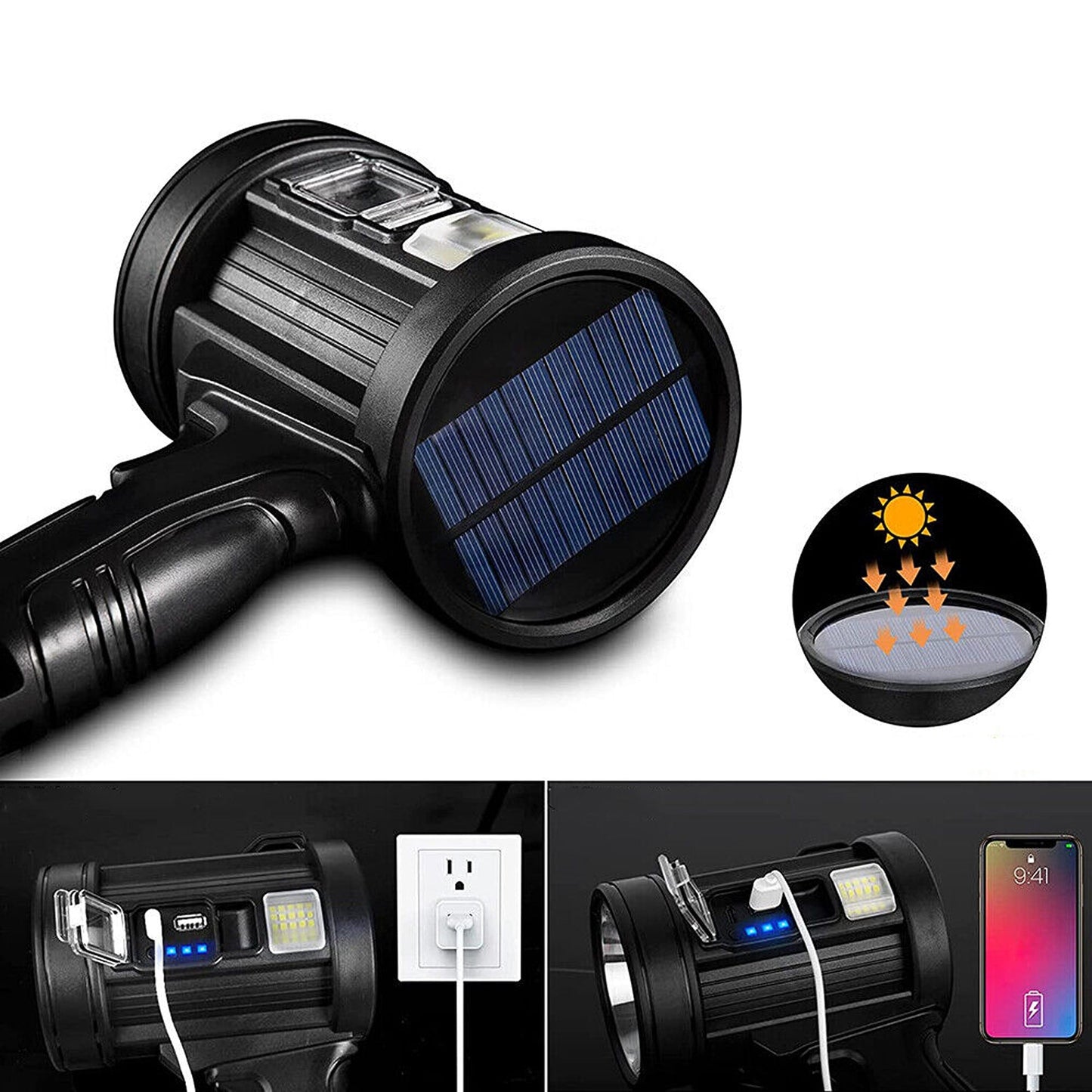 200000 Lumen Handheld Searchlight with Side LED