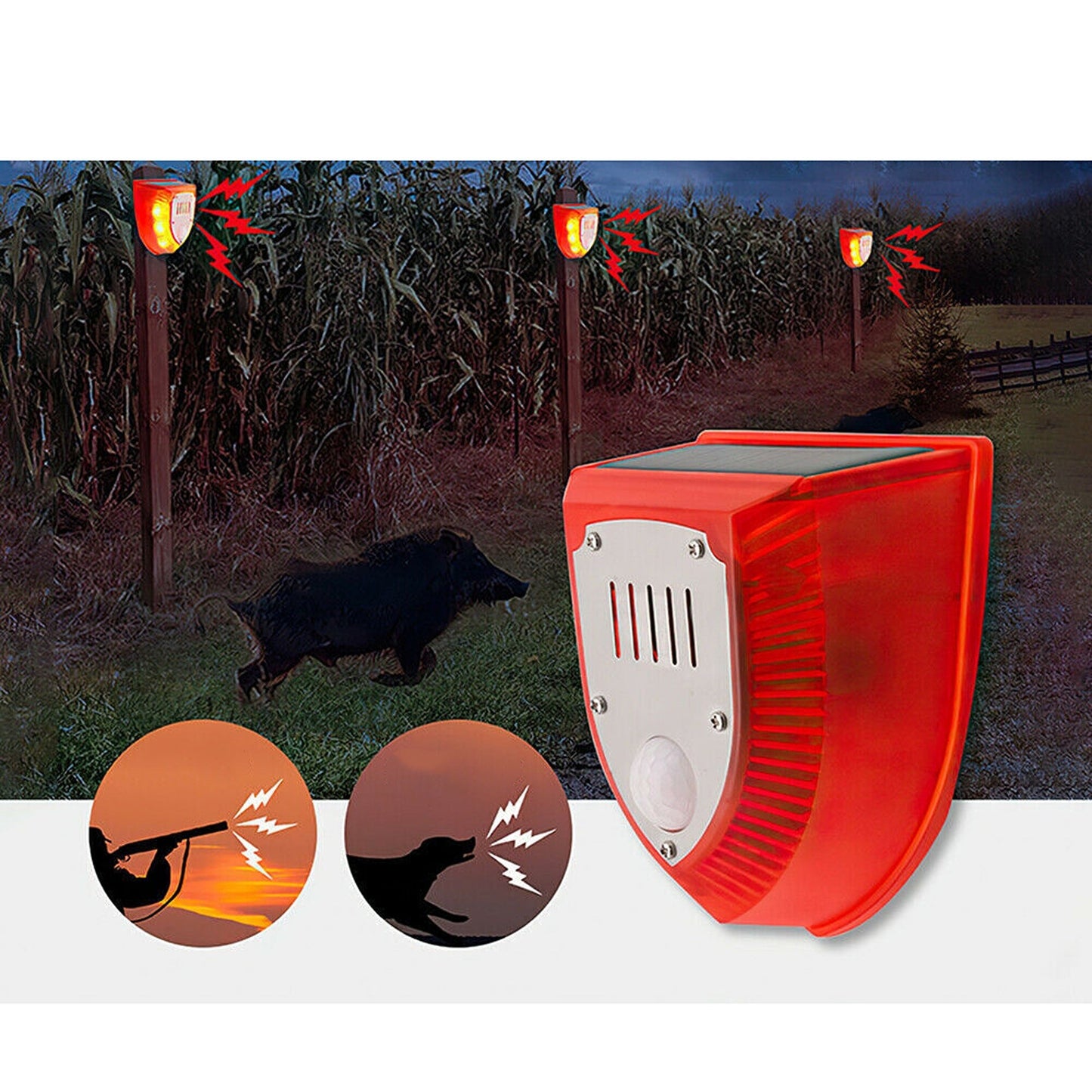 Outdoor Wireless Solar Alarm Light with PIR Motion Sensor and Sound Alarm