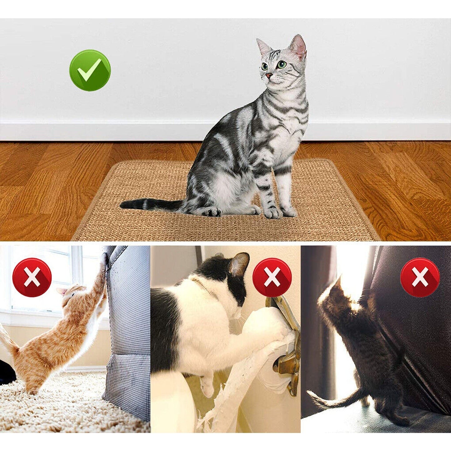 Natural Sisal Cat Scratcher Board for Sofa and Couch Protection