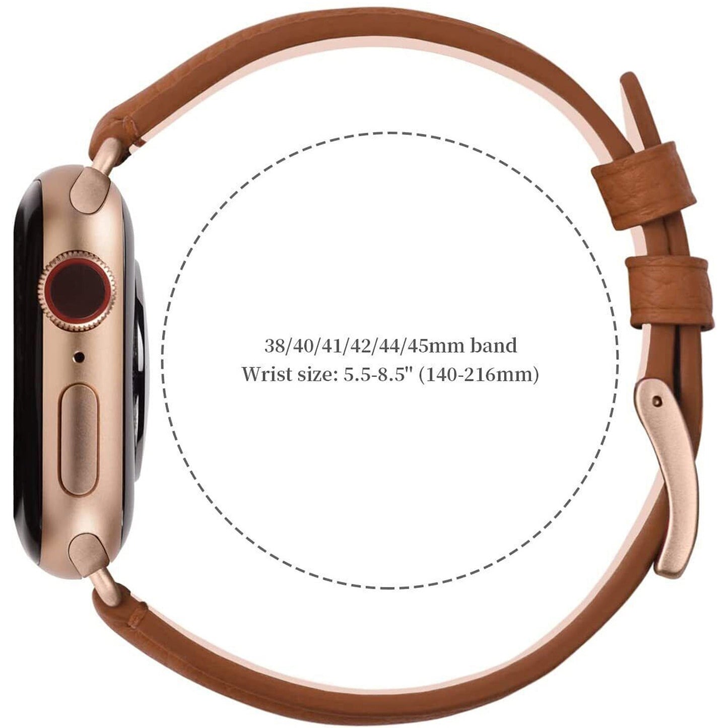 Brown Leather Strap For Apple Watch iWatch Band Series 9 8 7 6 5 4 3 SE 45 44 41