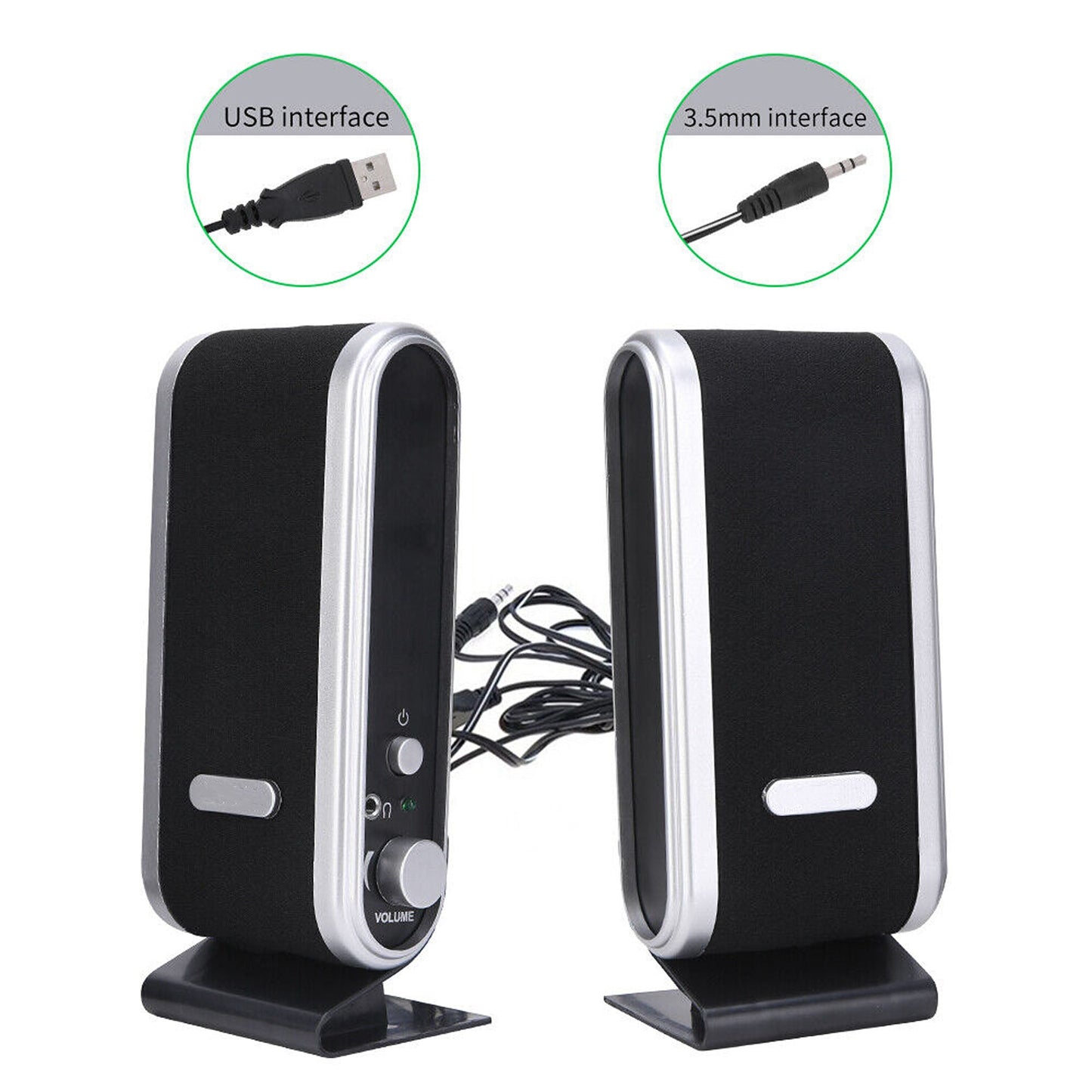 2pcs Stereo Computer Speakers with Subwoofer USB Powered for PC and Laptops