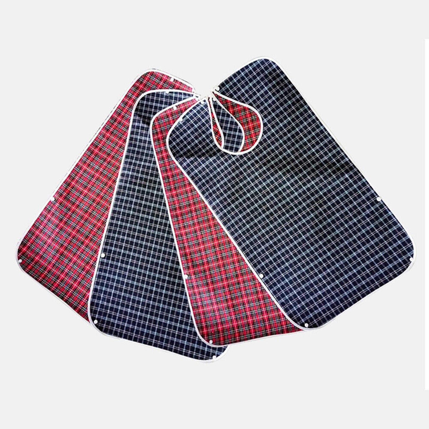 3pcs Large Washable Adult Bib Plaid Print for Elderly Senior Disabled