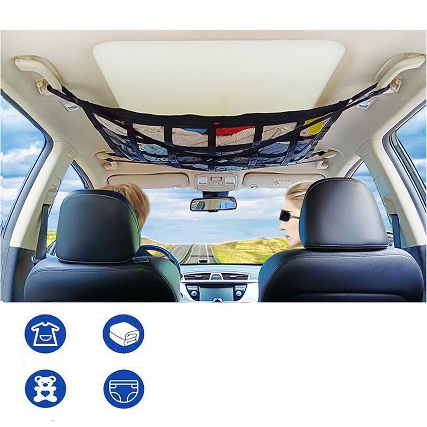 Car Ceiling Universal Mesh Cargo Net Storage Bag for SUV and Van