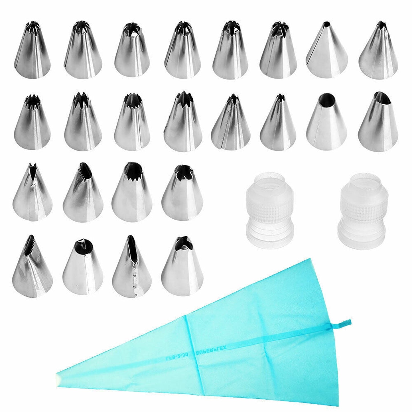 27pcs Cake Decorating Icing Piping Nozzles with Silicone Bag