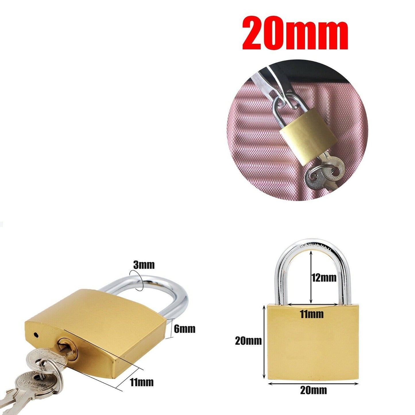 3pcs Triple Locking Levers Padlock with Hardened Steel Shackle