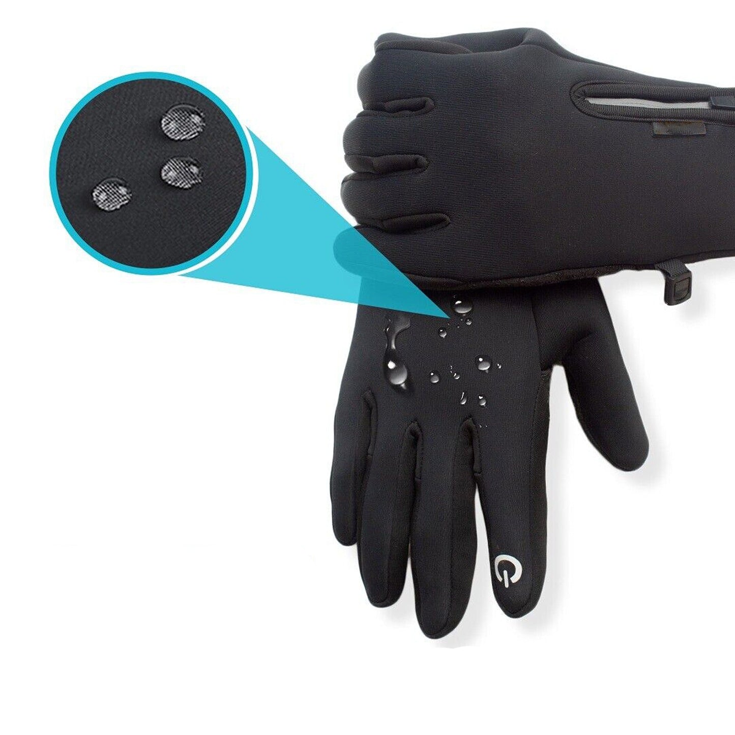 Black Winter Sports Cycling Gloves Warm Waterproof Mobile Friendly