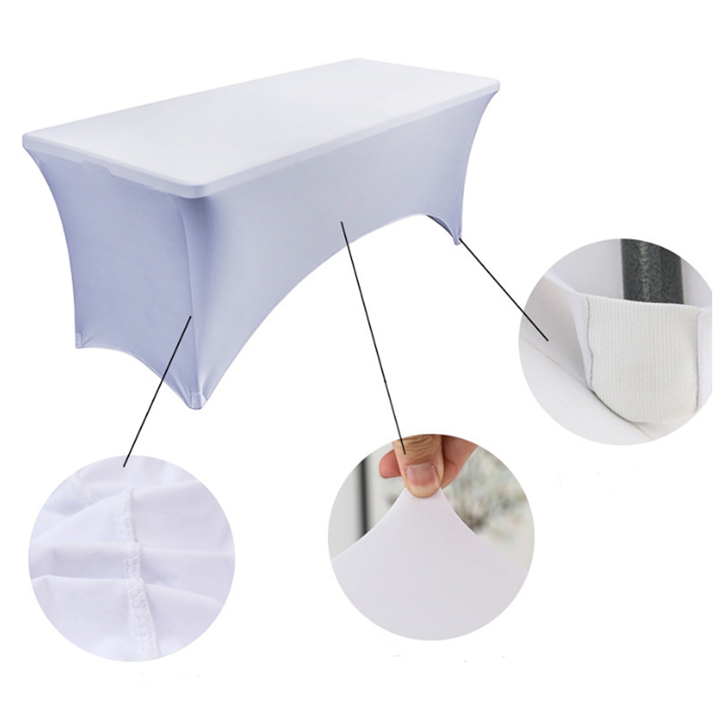 White Stretch Spandex Tablecloth for Home and Wedding