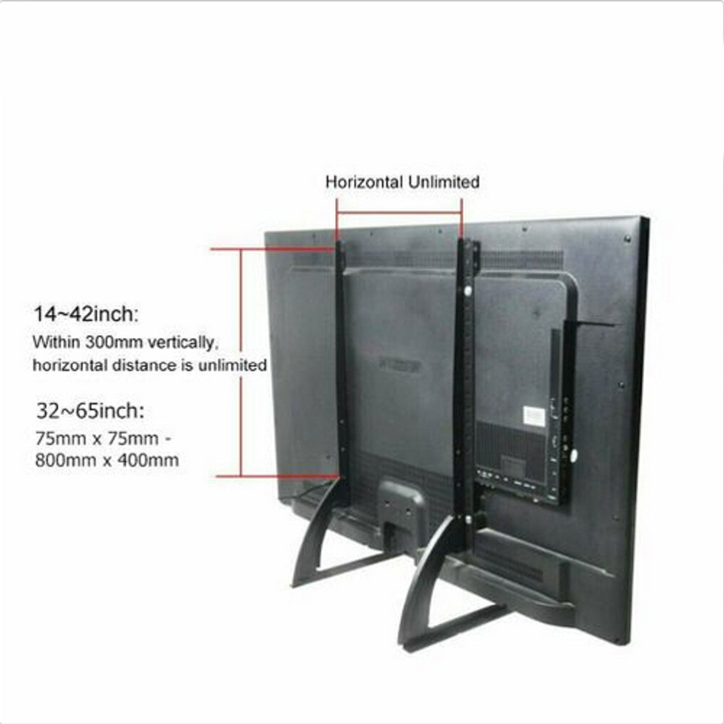 Universal Stand Legs Pedestal Bracket Mount Base For 14 To 75in TV Screen