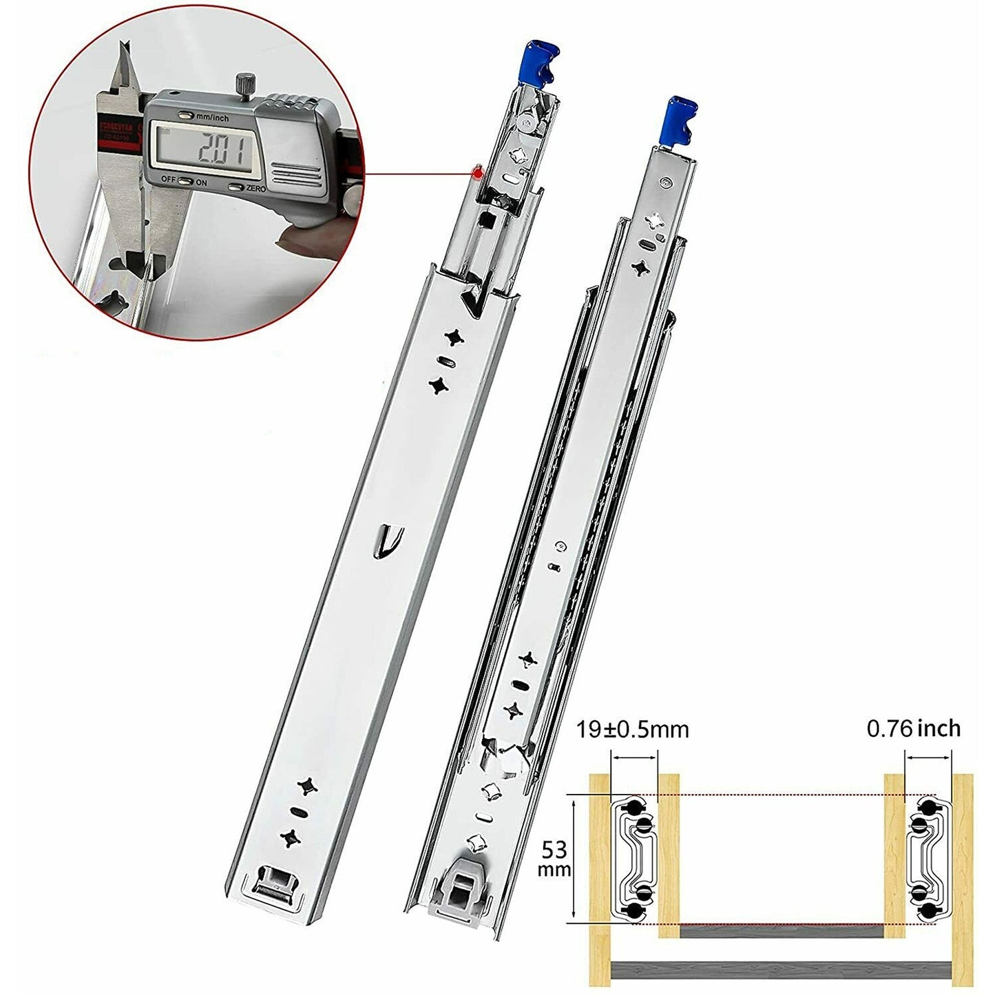 2pcs Heavy Duty 125KG Locking Drawer Slides for Trailers - Extendable 500-2000mm