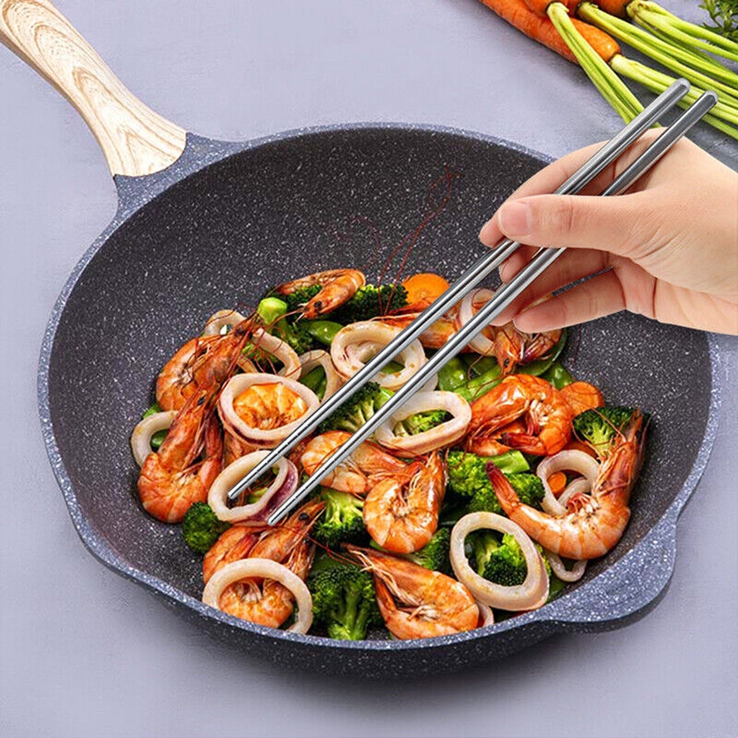 10 Pairs Stainless Steel Chopsticks Japanese Metal Table Cutlery